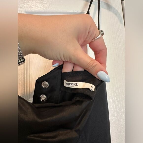 House of CB Anabella Dress—Long Black Formal Corset Tie Contemporary Chic - Picture 7 of 10